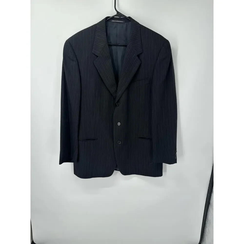 Ermenegildo Zegna‎ Soft Mens 42R Black Pinstripe Wool Blazer Sport Coat 3-Button